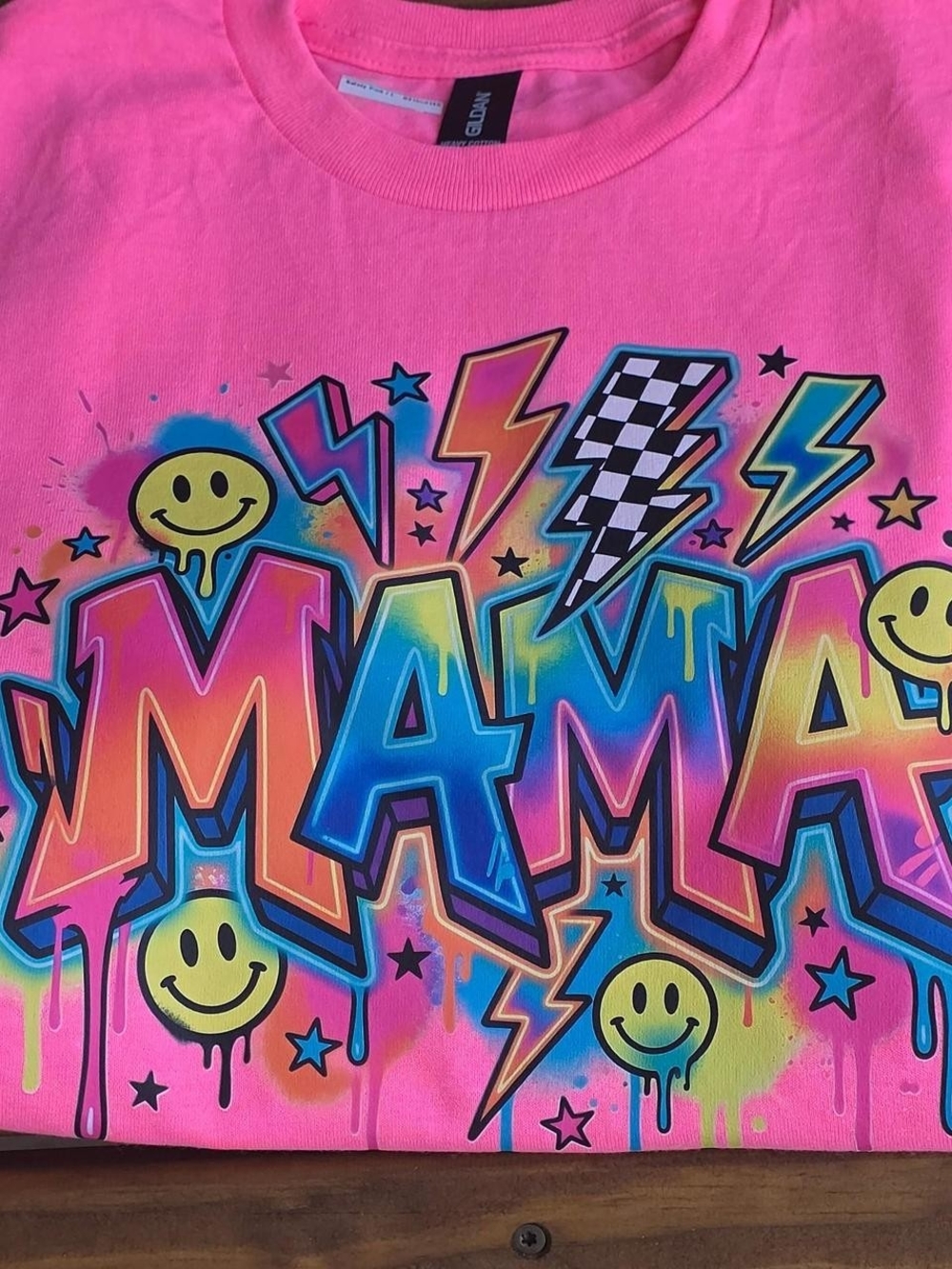Gildan Kids Pink 'MAMA' Neon Graffiti Graphic Tee